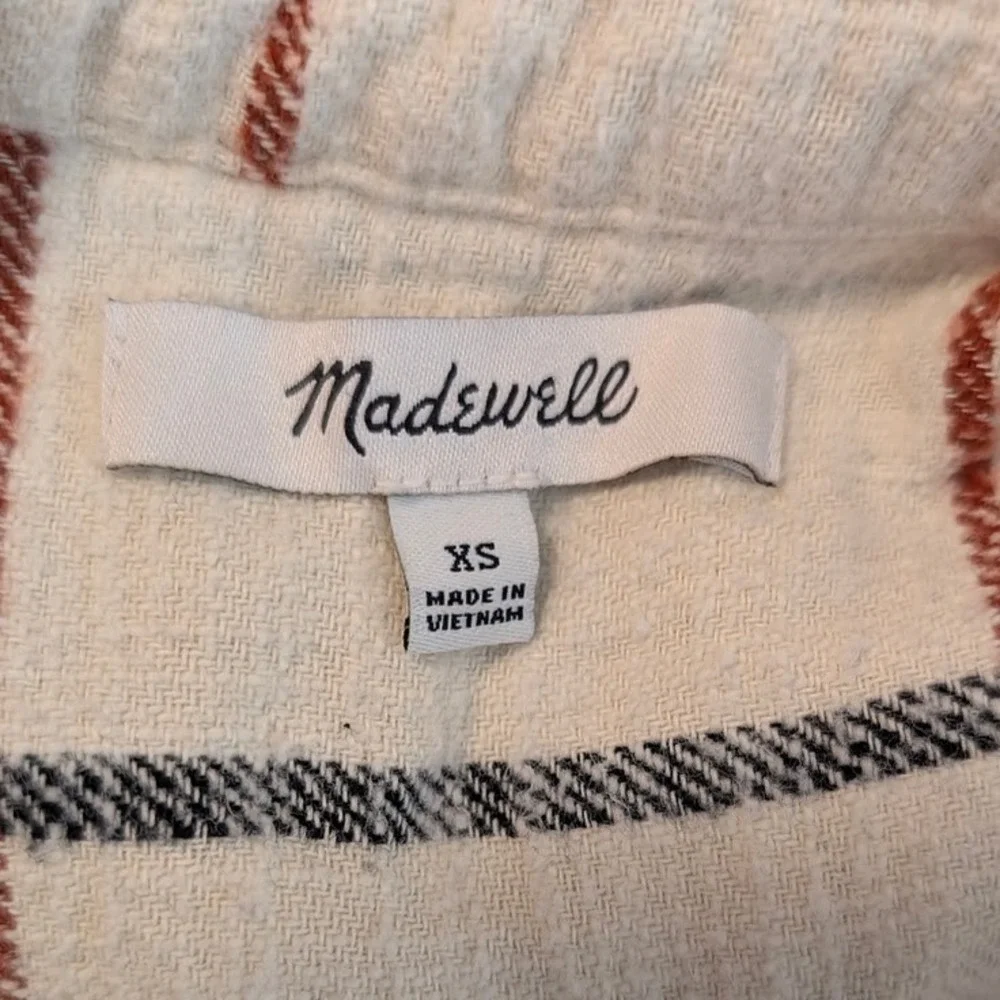 Madewell Button Down Shirt Womens XS Textured Woven Cream Plaid‎ NB571